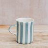 Interiors Musango Pottery Dining | Musango Pottery Demi Candy Stripe Mug In Dove Grey