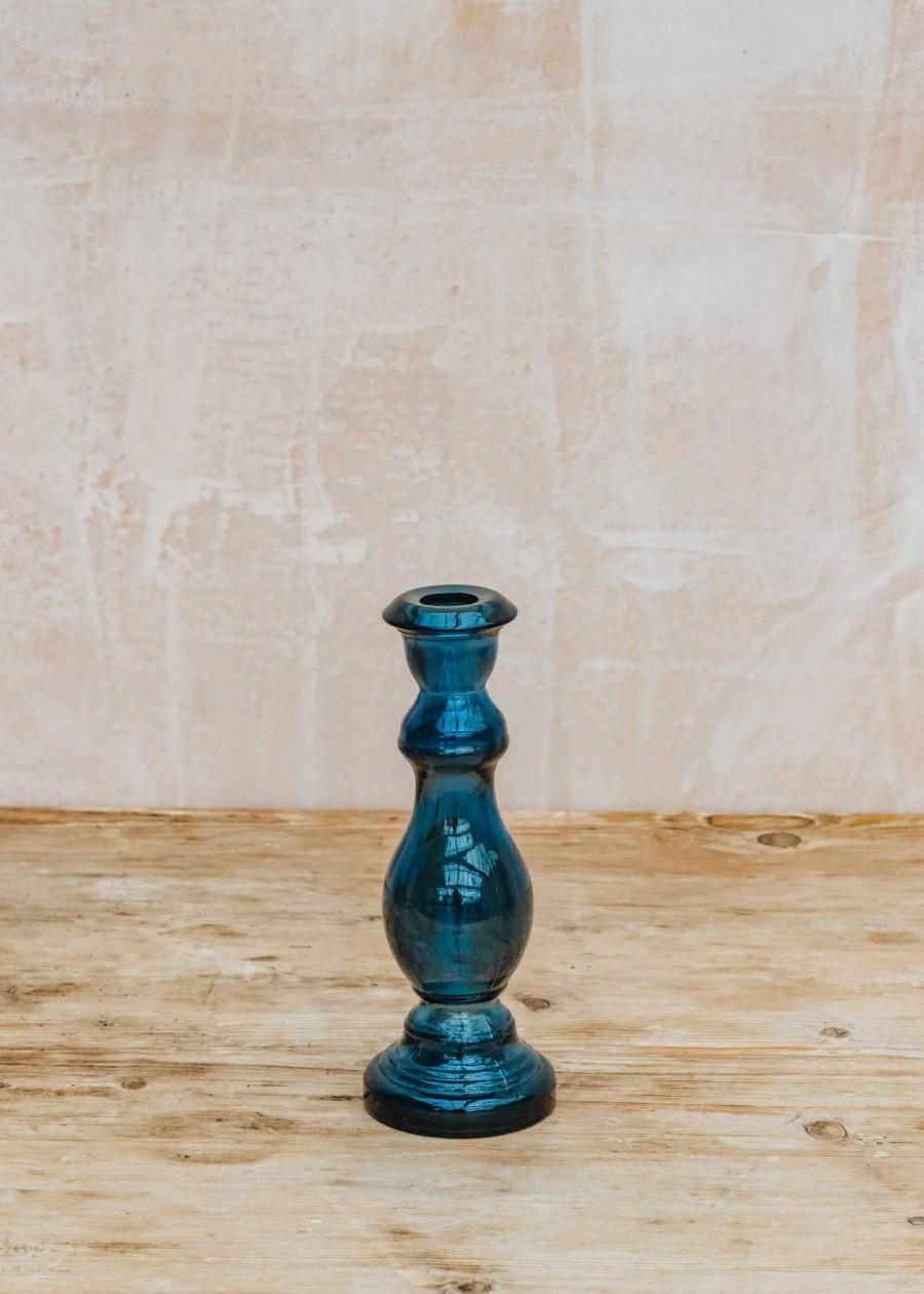 Interiors Jarapa Decorative | Jarapa Petrol Blue Candlestick 20Cm