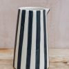 Interiors Musango Pottery Dining | Musango Candy Stripe Pitcher In Graphite