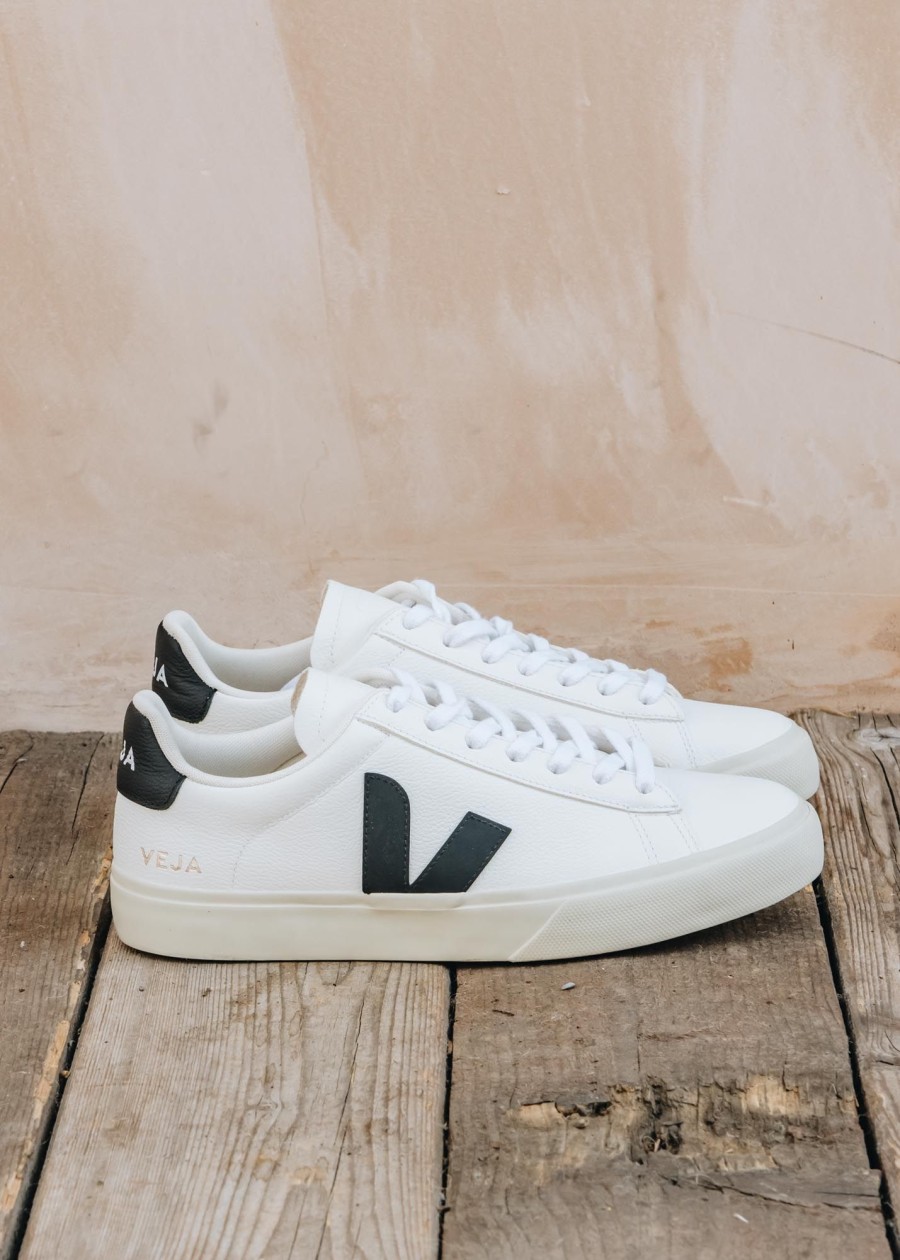 Clothing Veja Footwear | Veja Men'S Campo Leather Trainers In Extra White And Black