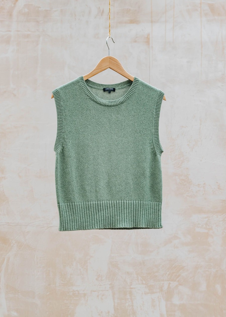 Clothing Cash-Ca Tops | Cash-Ca Crew Neck Slipover Vest In Field