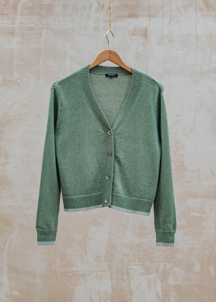 Clothing Cash-Ca Knitwear | Cash-Ca V-Neck Cardigan In Cobweb And Field