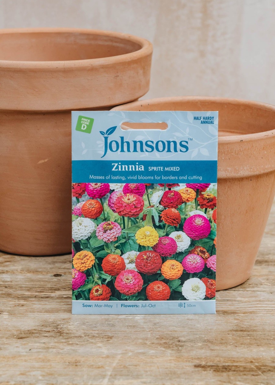 Plants Johnsons Seeds | Zinnia Sprite Mixed Seeds