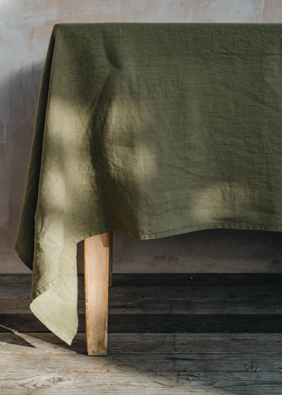 Interiors Burford Garden Co. Table Linen | Burford Design Martini Olive Linen Tablecloth