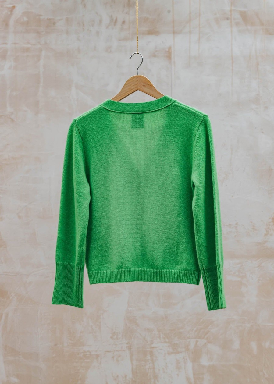 Clothing Van Kukil Knitwear | Van Kukil Mathilda Cardigan With Pocket In Kelly Green