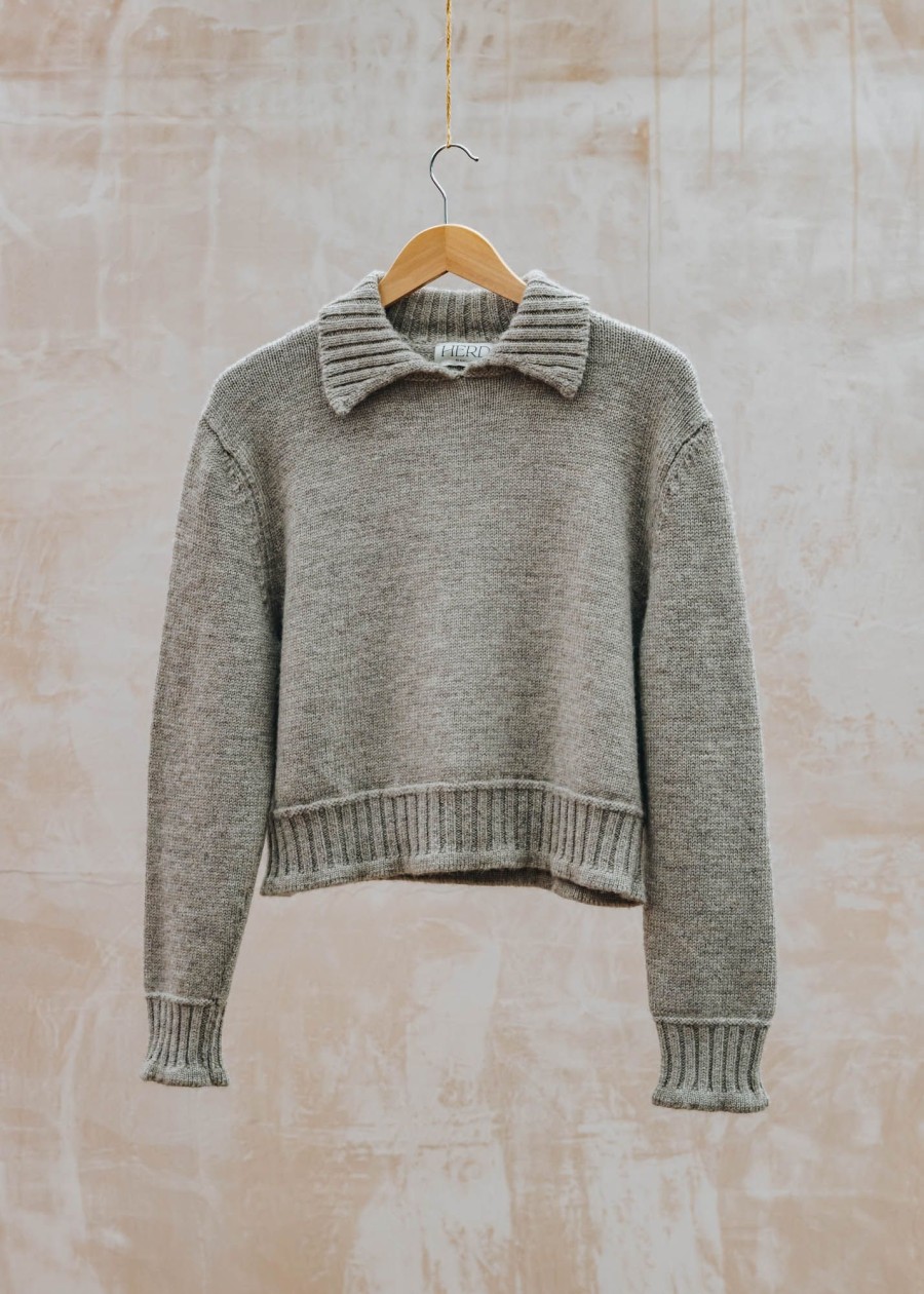 Clothing Herd Tops | Herd Ingelton Collar Jumper In Mist