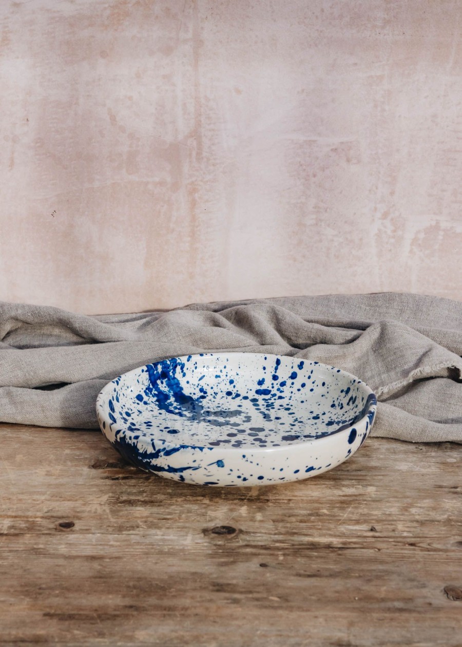 Interiors Ivan Ros Dining | Ivan Ros Blue Splatter Shallow Bowl