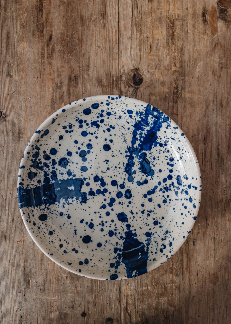 Interiors Ivan Ros Dining | Ivan Ros Blue Splatter Shallow Bowl