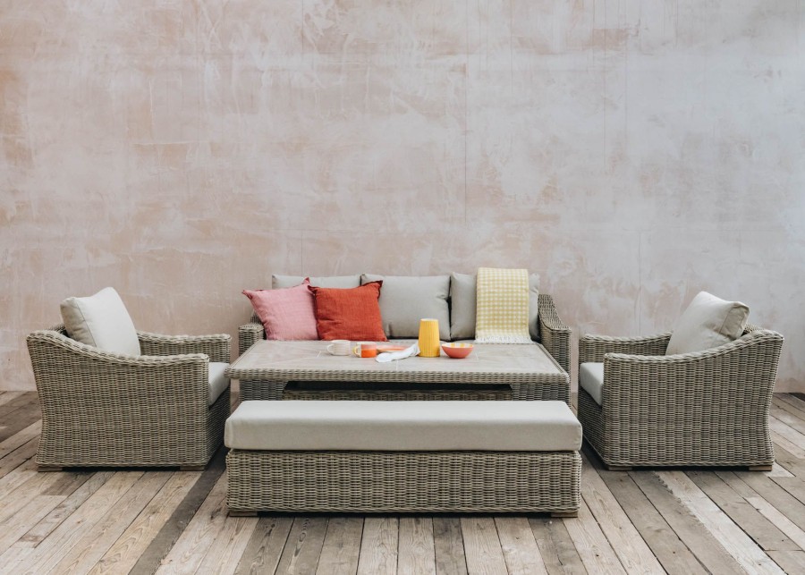 Outdoor Living Bramblecrest Woven Furniture | Bramblecrest For Burford Garden Co. Barley Three Seater Sofa Set