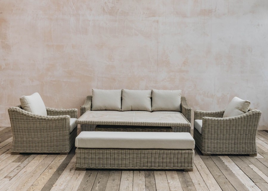 Outdoor Living Bramblecrest Woven Furniture | Bramblecrest For Burford Garden Co. Barley Three Seater Sofa Set