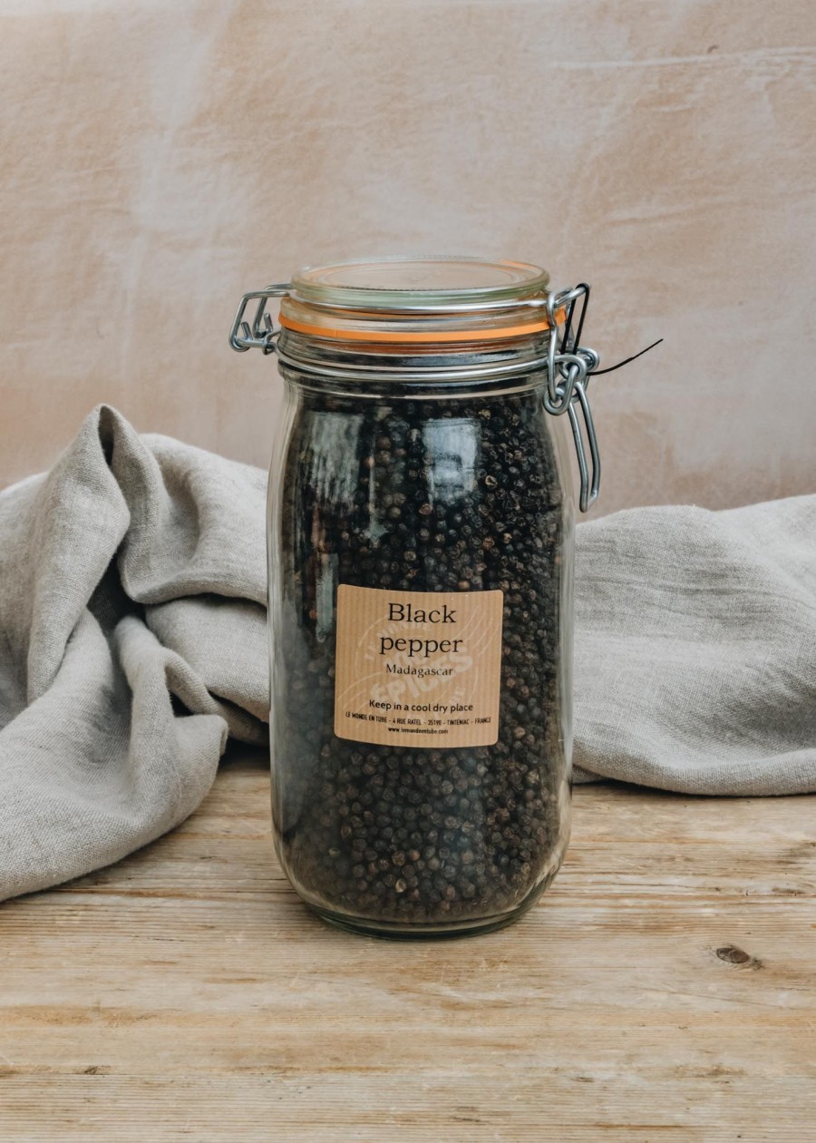 Food & Drink Le Monde en Tube Herbs & Spices | Le Monde En Tube Black Peppercorns In Mason Jar