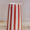 Interiors Musango Pottery Dining | Musango Candy Stripe Pitcher In Paprika