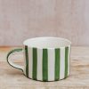 Interiors Musango Pottery Dining | Musango Candy Stripe Mug In Moss Green