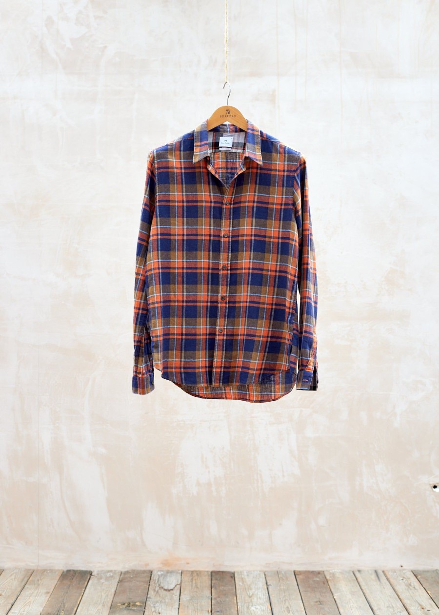 Clothing Kenny Ryder Shirts | Paul Smith Orange Cotton & Linen Check Shirt - M