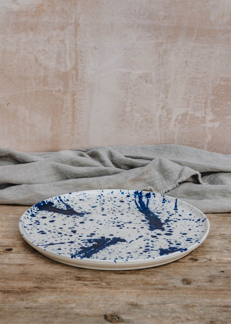 Interiors Ivan Ros Dining | Ivan Ros Blue Splatter Round Serving Platter