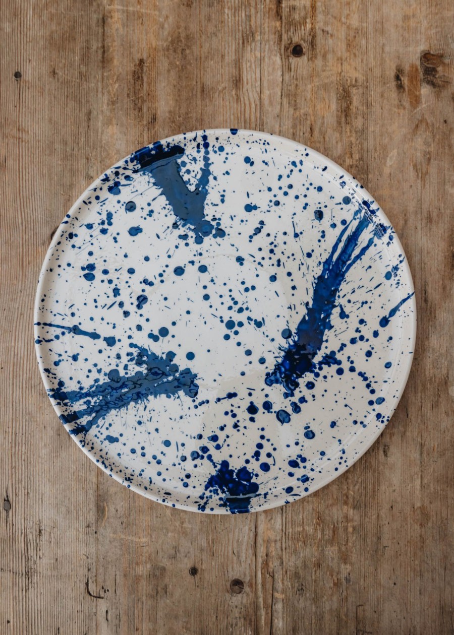 Interiors Ivan Ros Dining | Ivan Ros Blue Splatter Round Serving Platter