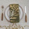 Interiors Bertozzi Table Linen | Crumpled Linen Napkin In Green And Gold