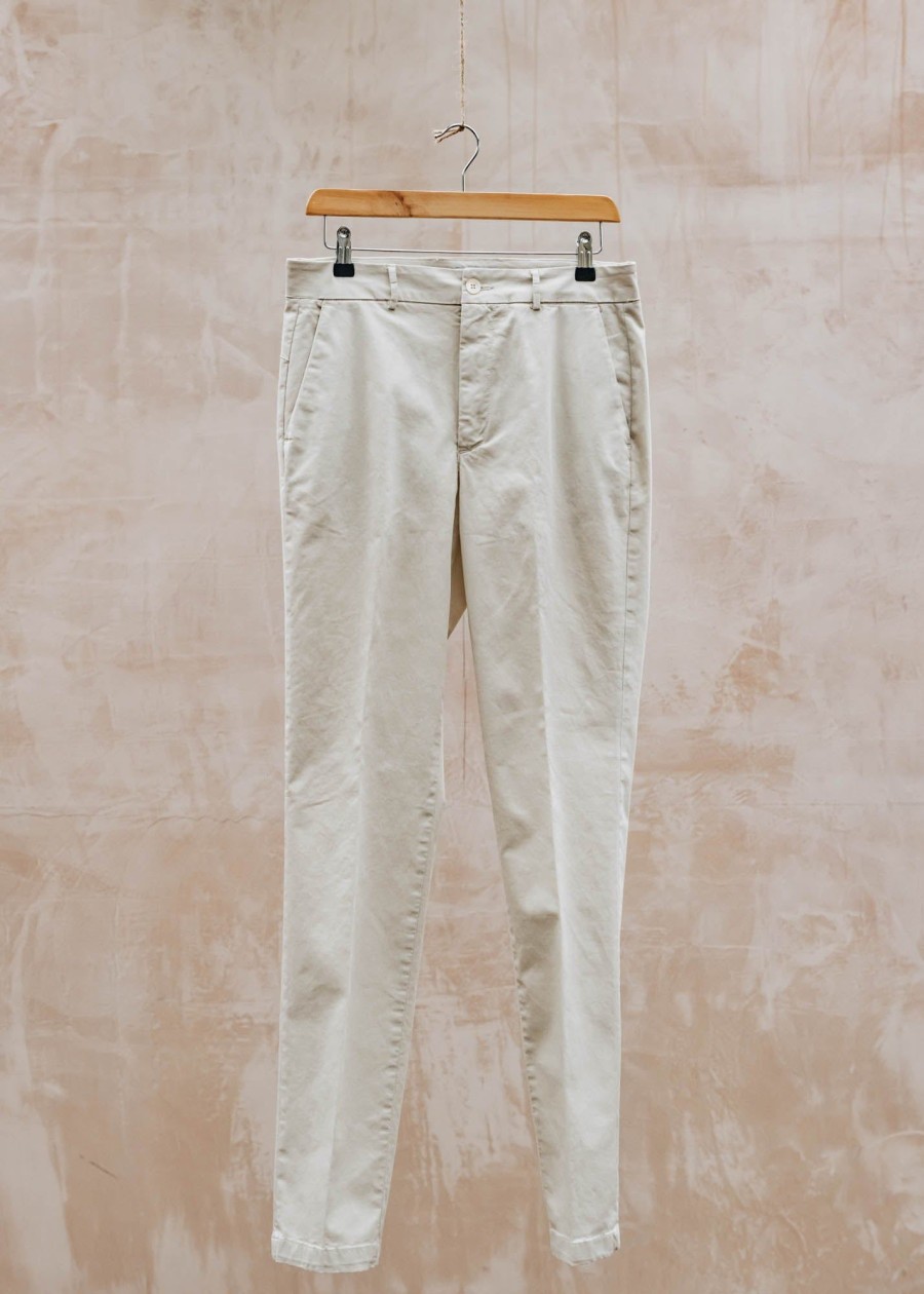 Clothing Cruna Trousers | Cruna Gabardina Slim Brera Trousers In Ecru