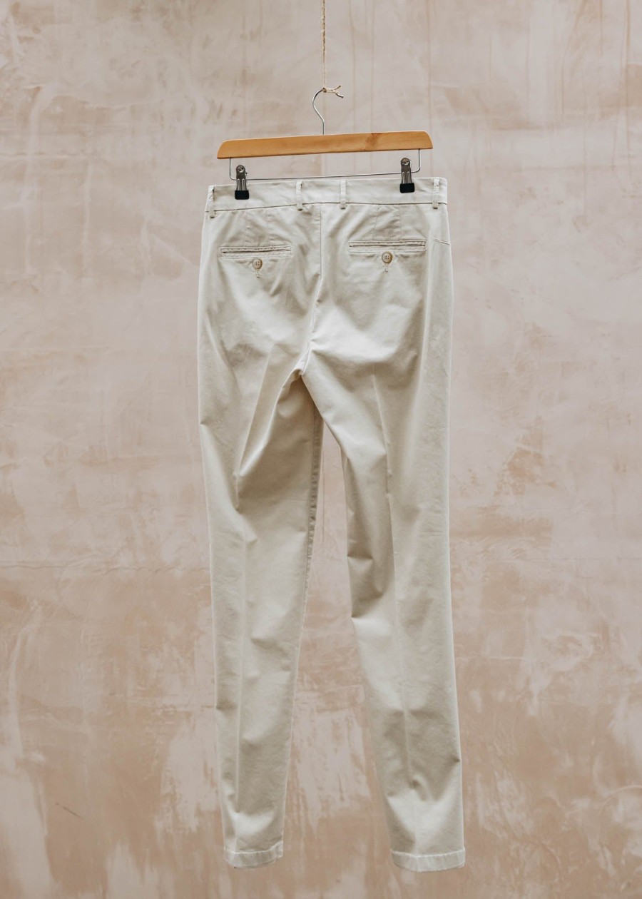 Clothing Cruna Trousers | Cruna Gabardina Slim Brera Trousers In Ecru