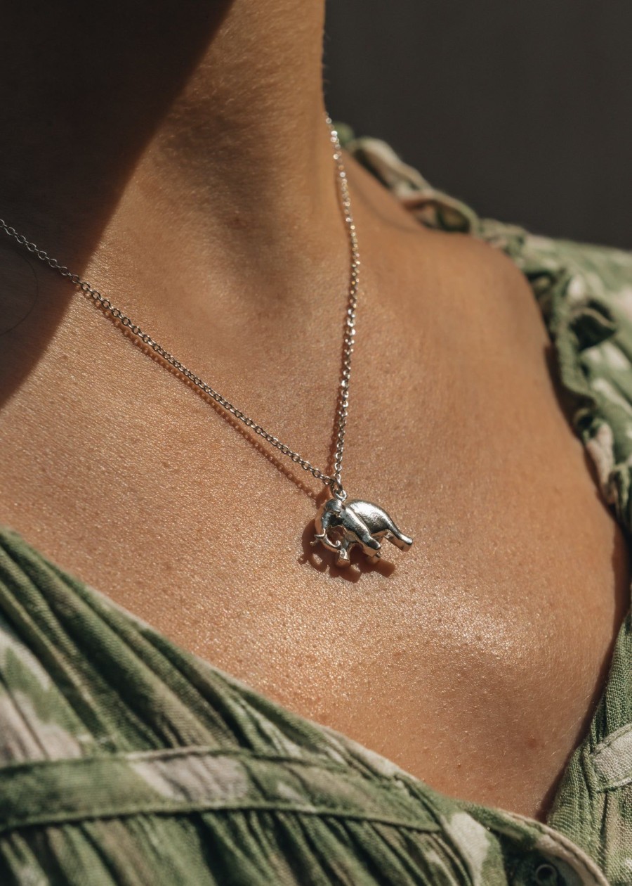 Clothing Alex Monroe Jewellery | Alex Monroe Silver Indian Elephant Necklace