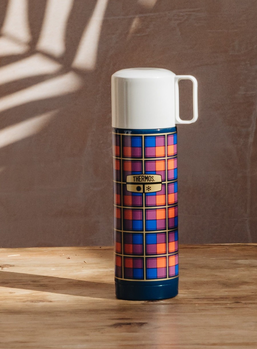 Outdoor Living Thermos Drinkware | Thermos Revival Stainless Steel Flask Blue Plaid 500Ml