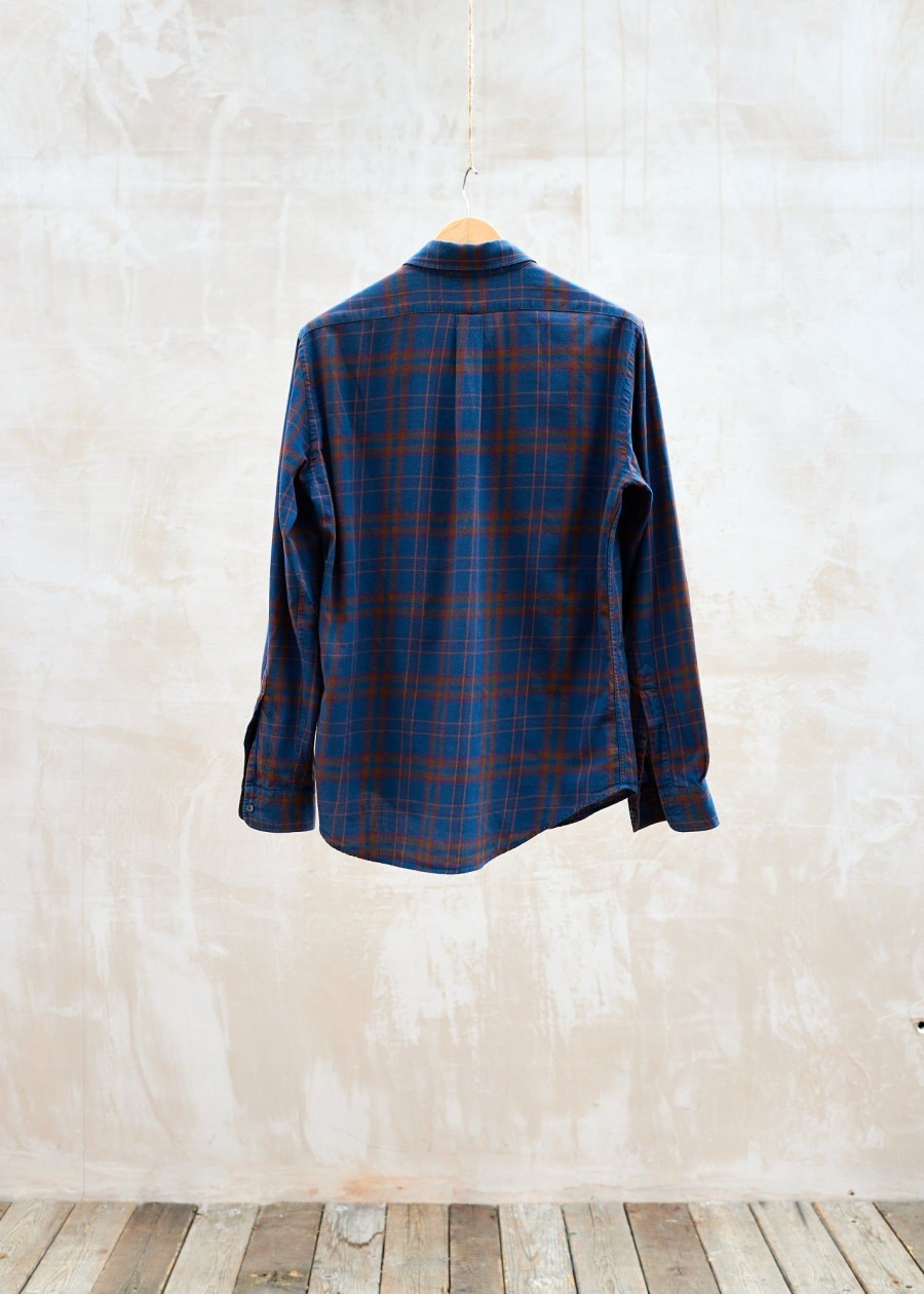 Clothing Kenny Ryder Pre-Loved Menswear | Aspesi Navy & Red Checked Cotton Flannel Shirt - M