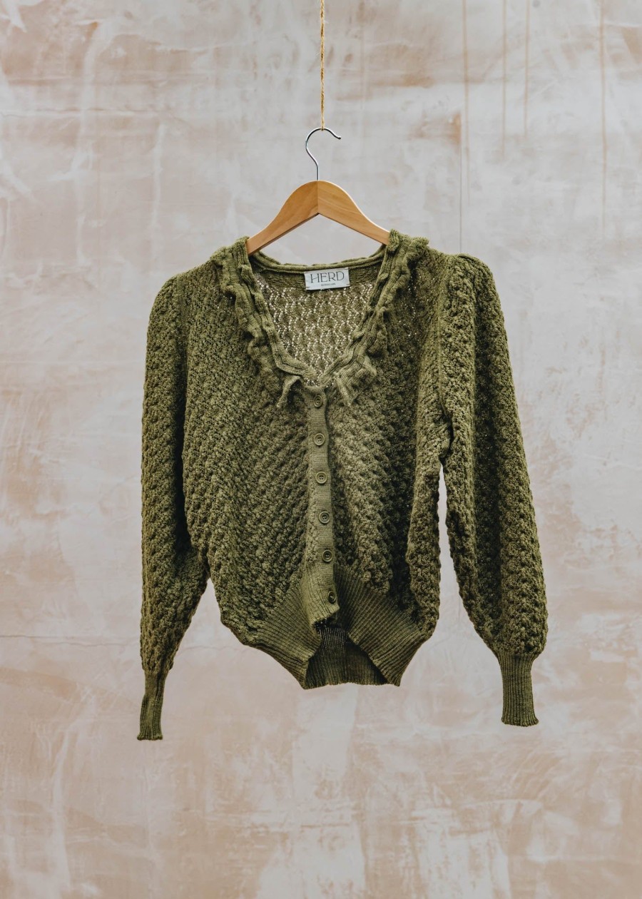 Clothing Herd Knitwear | Herd Lytham Cardigan In Forest