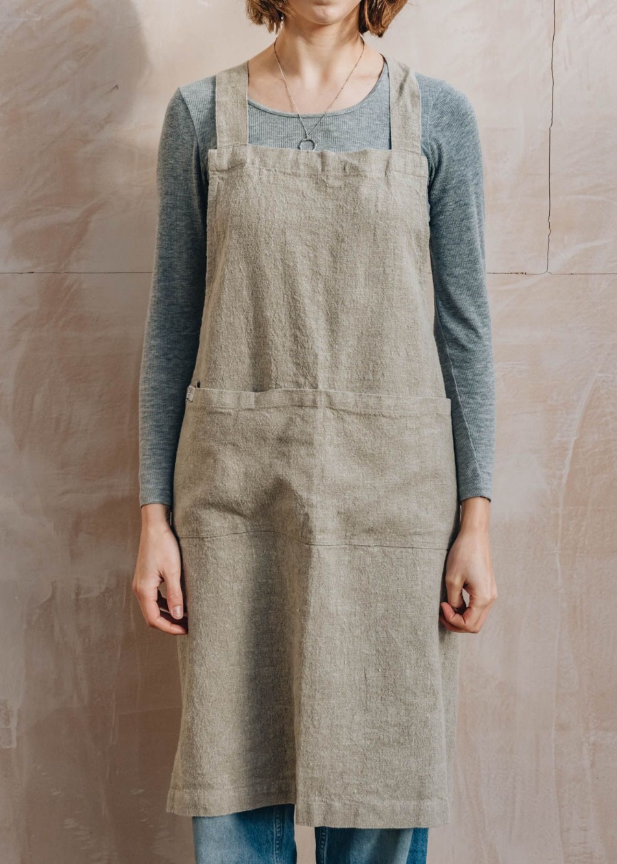 Interiors Burford Garden Co. Home Care | Textured Natural Linen Crossback Apron