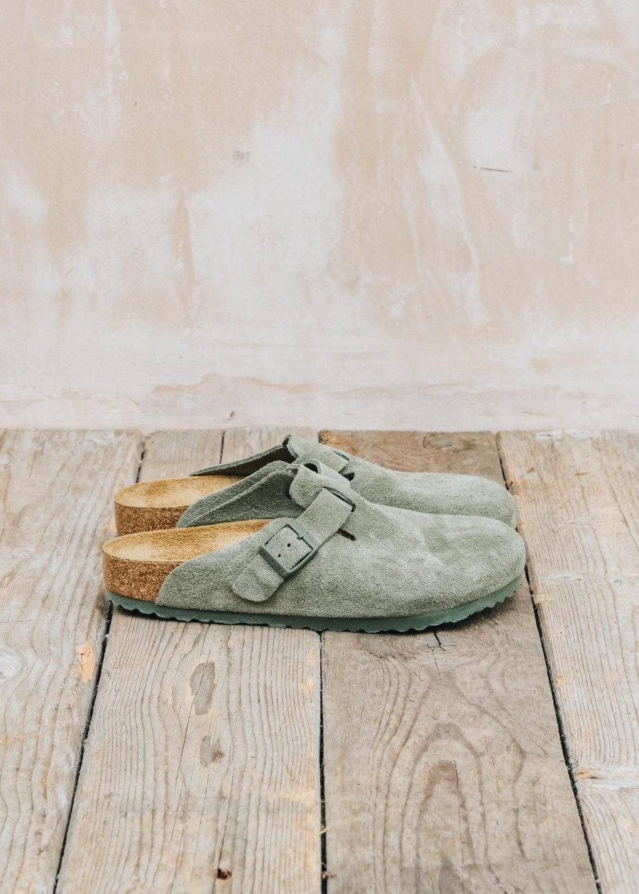 Clothing Birkenstock Footwear | Birkenstock Men'S Boston Regular Clogs In Thyme Suede