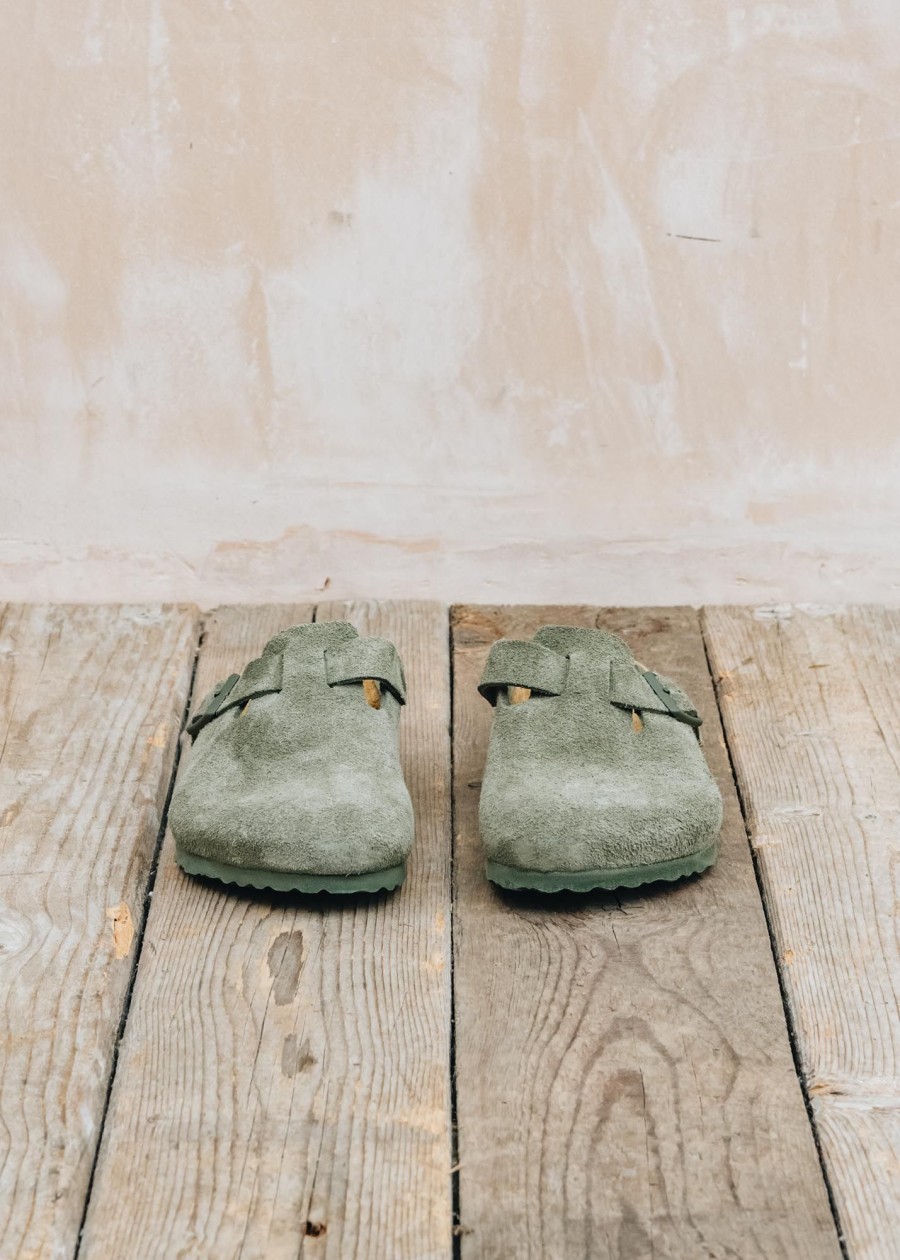 Clothing Birkenstock Footwear | Birkenstock Men'S Boston Regular Clogs In Thyme Suede