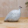 Interiors Sarl Caillard Deco Decorative | Medium Ceramic Guinea Fowl In White Spotted Cobalt