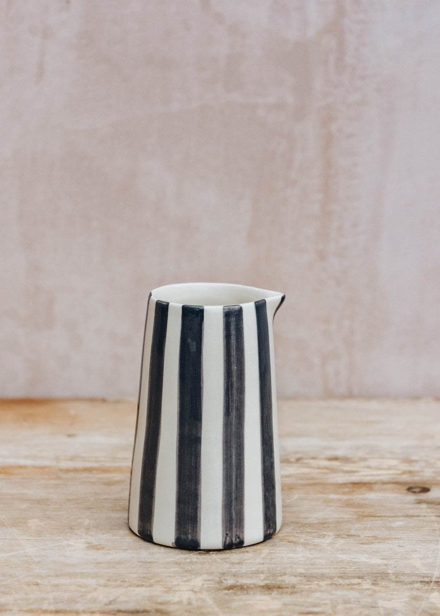 Interiors Musango Pottery Dining | Musango Candy Stripe Creamer In Graphite