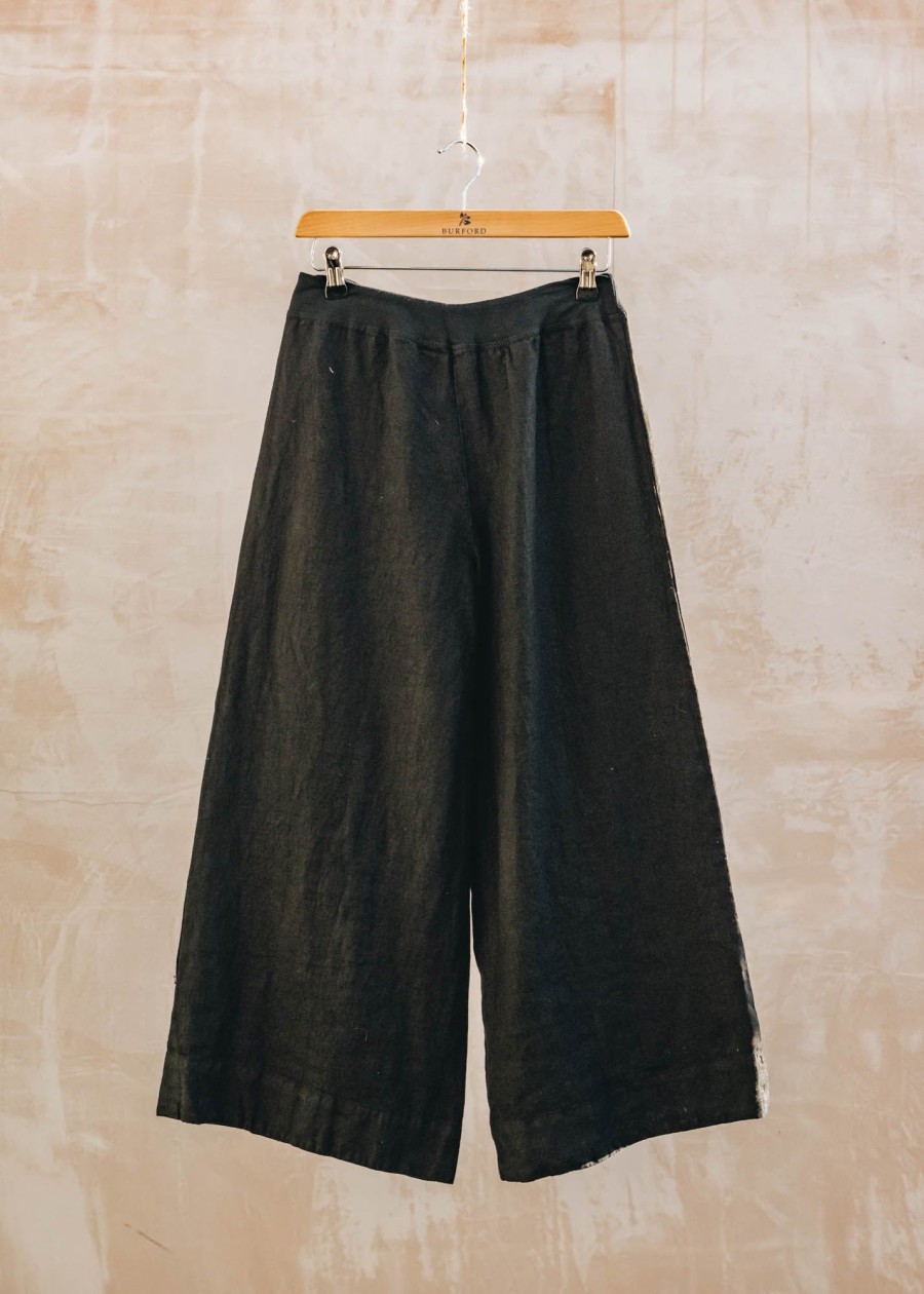 Clothing Cut Loose Trousers & Skirts | Cut Loose Cropped Linen Trousers In Black