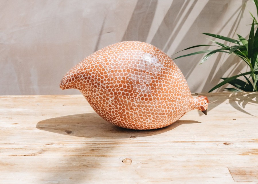 Interiors Sarl Caillard Deco Decorative | Pecking Ceramic Guinea Fowl In Red Spotted White