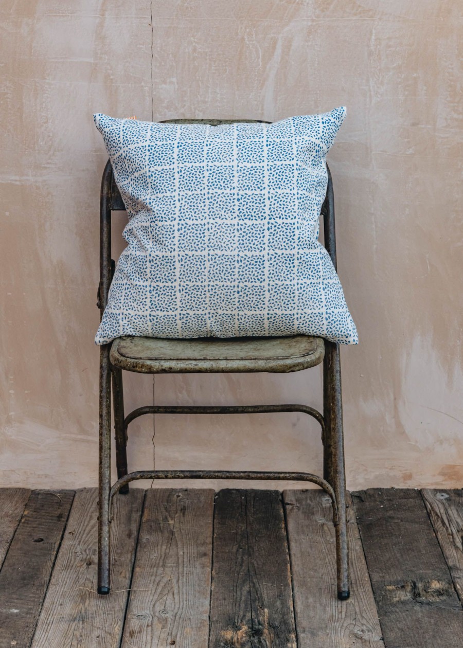 Interiors AfroArt Cushions | A World Of Craft Seed Cushion In Blue And White