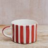 Interiors Musango Pottery Dining | Musango Candy Stripe Mug In Paprika