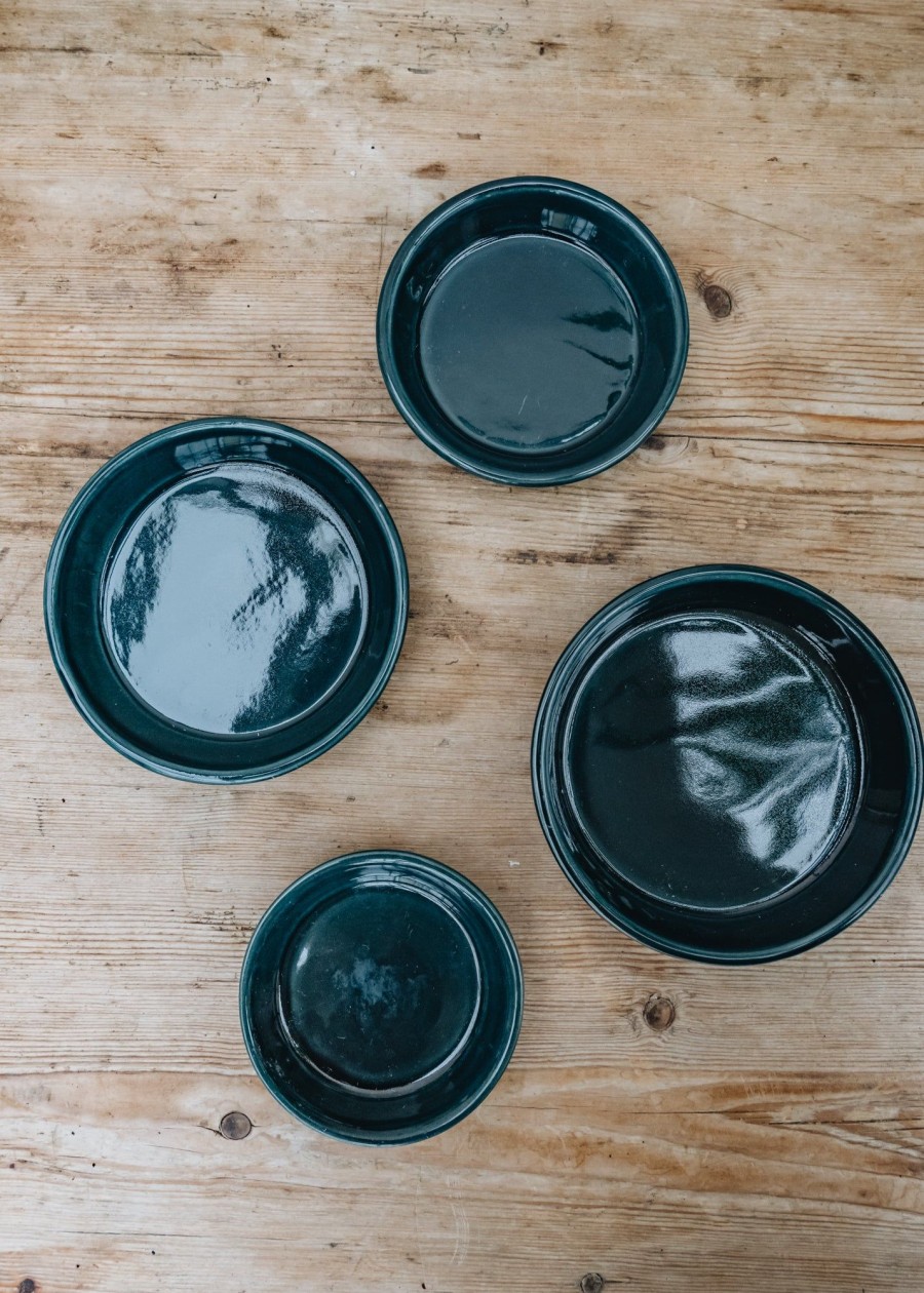 Interiors Bergs Potter Houseplants & Pots | Buy Petroleum Blue Glazed Copenhagen Saucers