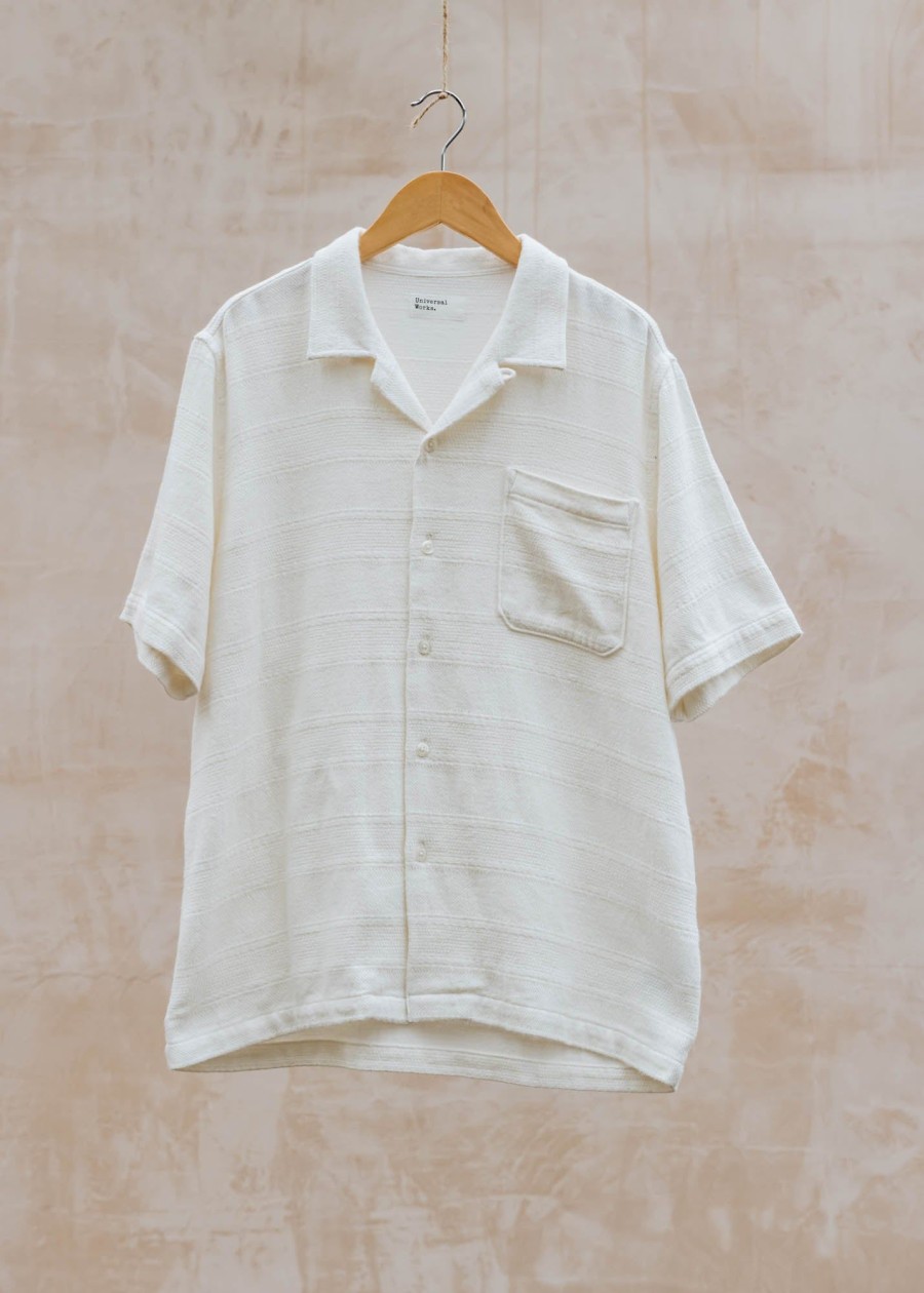 Clothing Universal Works Shirts | Universal Works Stripe Tipzz Road Shirt In White