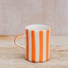 Interiors Musango Pottery Dining | Musango Demi Candy Stripe Mug In Tangerine