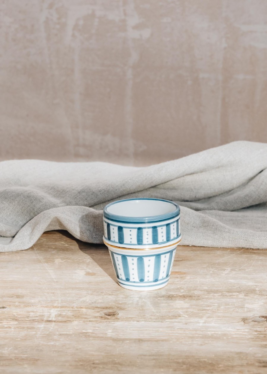 Interiors Chabi Chic Dining | Tanger Blue And Grey Espresso Point Cup