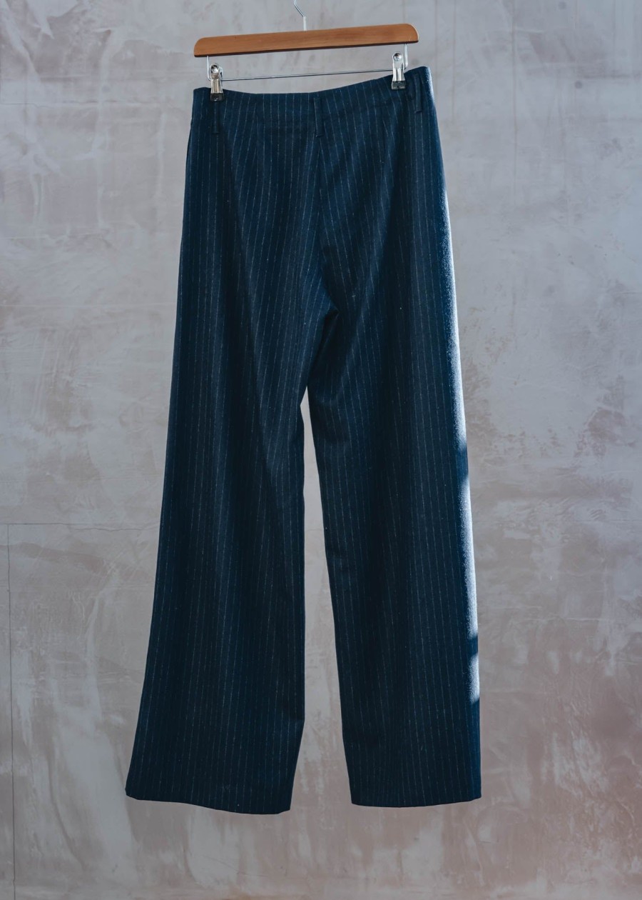 Clothing Diega Trousers & Skirts | Pometo Trousers In Navy Pinstripe