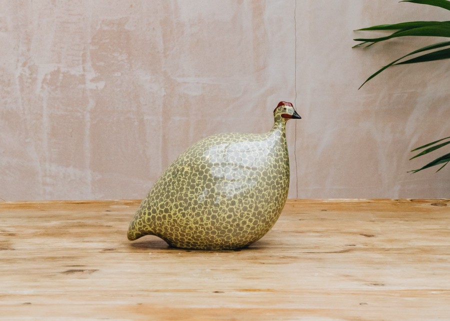 Interiors Sarl Caillard Deco Decorative | Small Ceramic Guinea Fowl In Grey Spotted Yellow