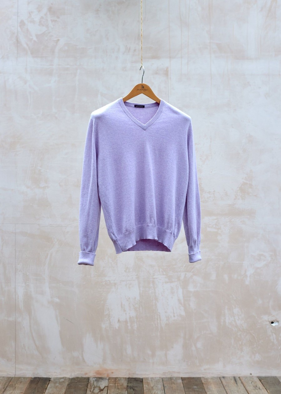 Clothing Kenny Ryder Pre-Loved Menswear | Ballantyne Lilac 100% Cashmere V-Neck - Small