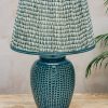 Interiors Pooky Lighting Lighting | Savannah Block Print Straight Empire Shade In Teal, 45Cm