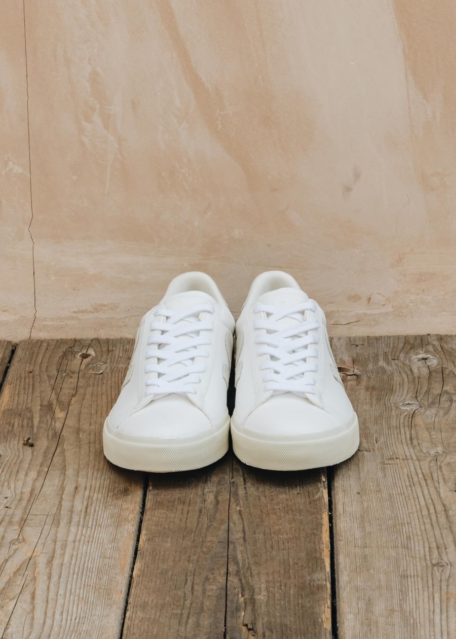 Clothing Veja Footwear | Veja Women'S Campo Leather Trainers In White And Natural