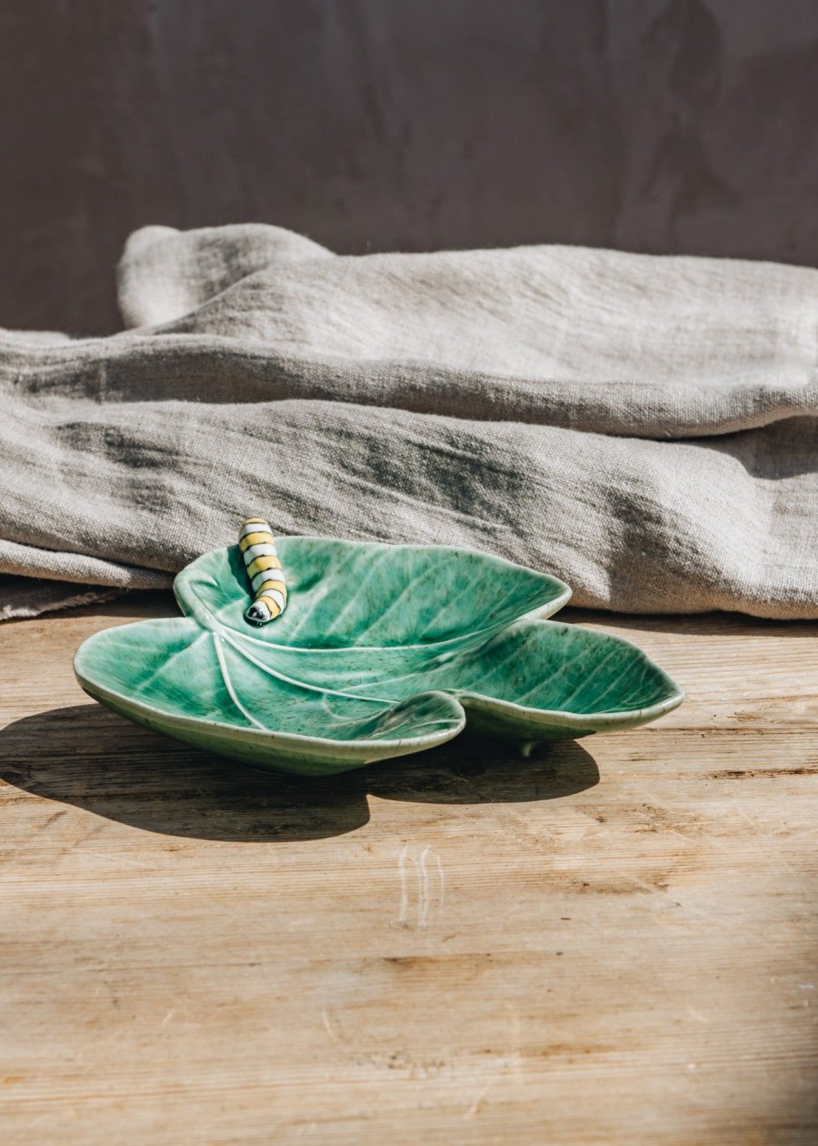 Interiors Bordallo Pinheiro Decorative | Bordhallo Pinheiro Fig Leaf With Caterpillar Bowl