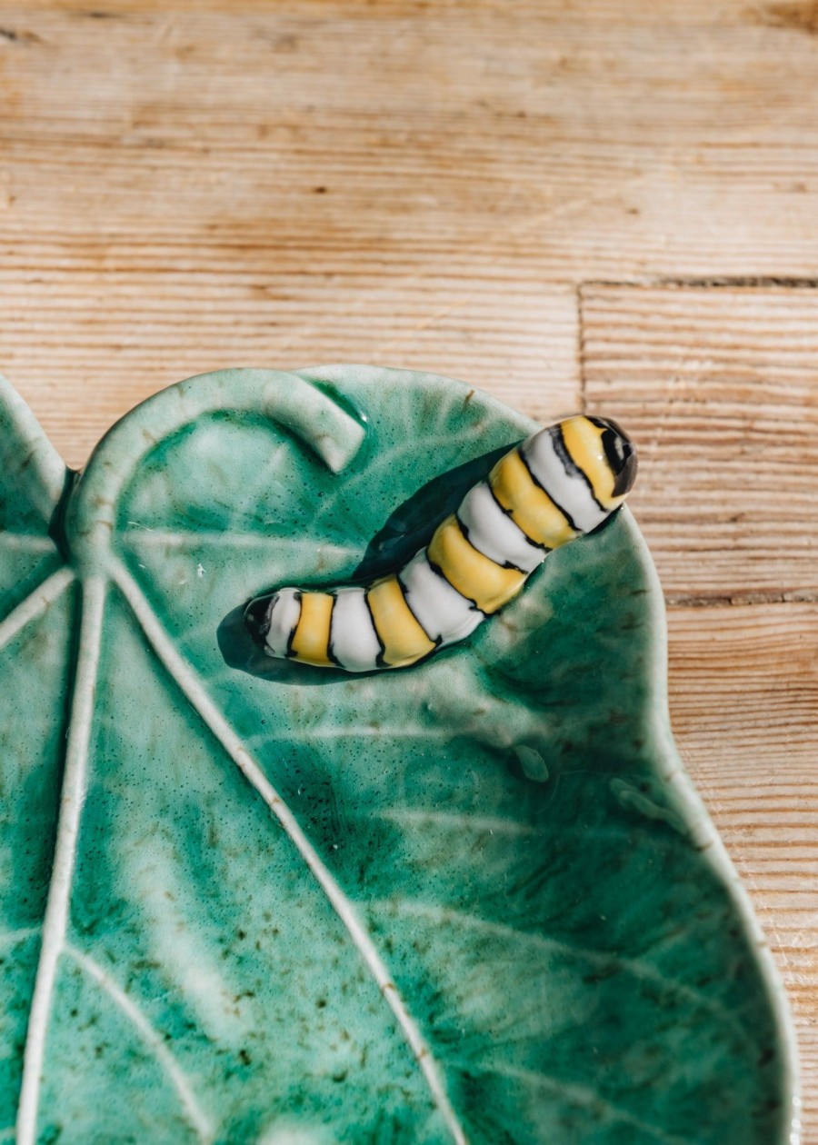 Interiors Bordallo Pinheiro Decorative | Bordhallo Pinheiro Fig Leaf With Caterpillar Bowl