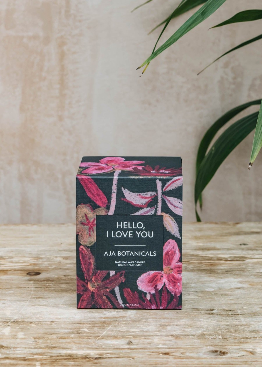 Interiors AJA Botanicals Candles & Fragrance | Aja Botanicals Black Single Wick Candle In Hello I Love You, 250G