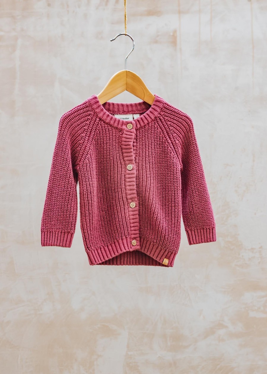 Children Lil' Atelier Babies' Clothing | Lil' Atelier Babies' Emlen Cardigan In Dry Rose