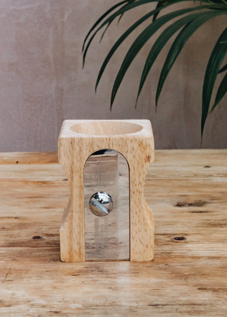 Interiors Suck UK Stationery | Sharpener Desk Tidy In Light Wood